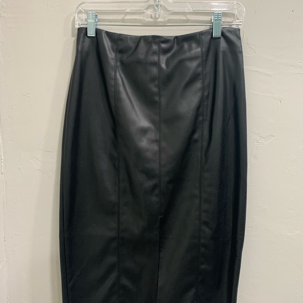 Classic Black Faux Leather Pencil Skirt - Streamlined Women's Staple